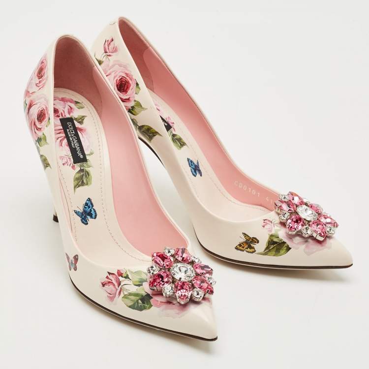 Pre Owned Dolce & Gabbana Multicolor Floral Print Leather Bellucci Pumps Size 41