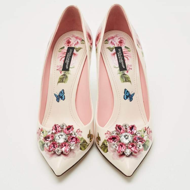 Pre Owned Dolce & Gabbana Multicolor Floral Print Leather Bellucci Pumps Size 41