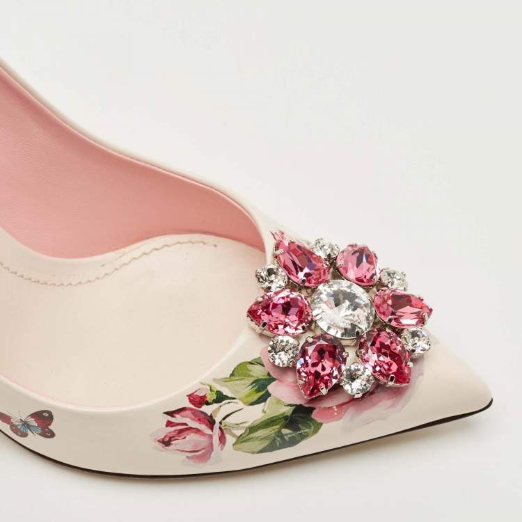 Pre Owned Dolce & Gabbana Multicolor Floral Print Leather Bellucci Pumps Size 41