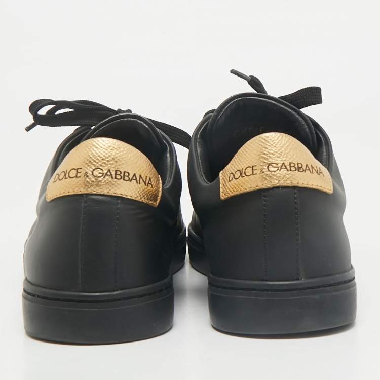 Pre Owned Dolce & Gabbana Black Leather Portofino Low Top Sneakers Size  40