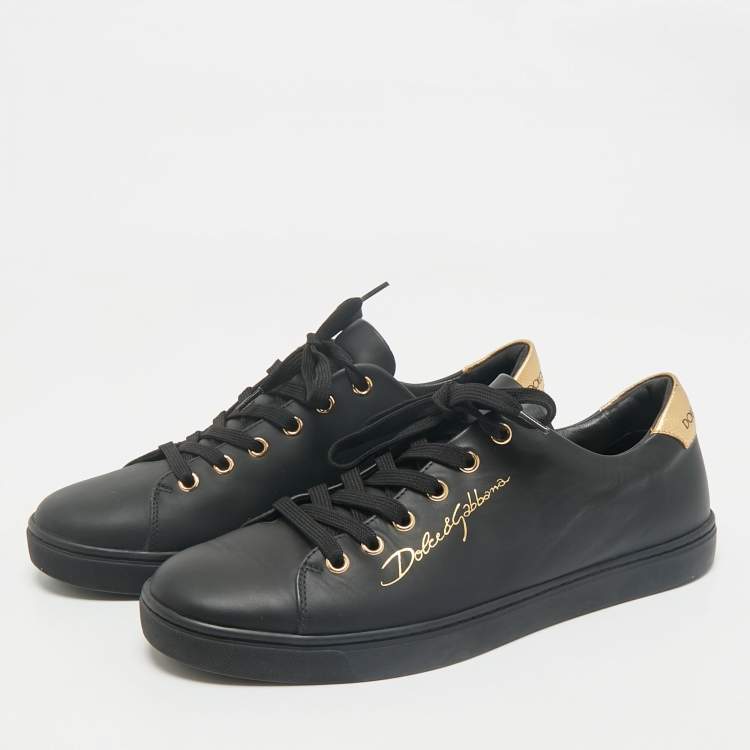 Pre Owned Dolce & Gabbana Black Leather Portofino Low Top Sneakers Size  40