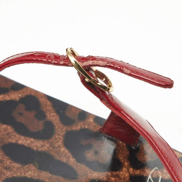 Pre Owned Dolce and Gabbana Red Patent Leather Jelly Bow Thong Flat Sandals Size 40