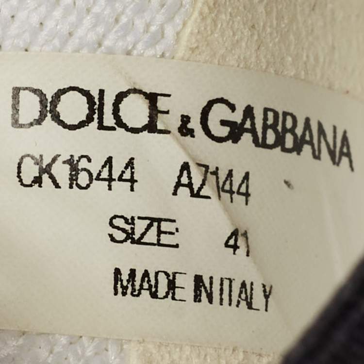 Pre Owned Dolce & Gabbana Silver/Black Fabric Crystal Embellished Sorrento Sneakers Size 41