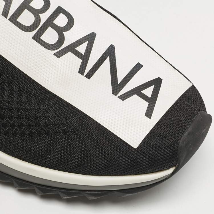 Pre Owned Dolce & Gabbana Black Knit Fabric Sorrento Slip On Sneakers Size 41