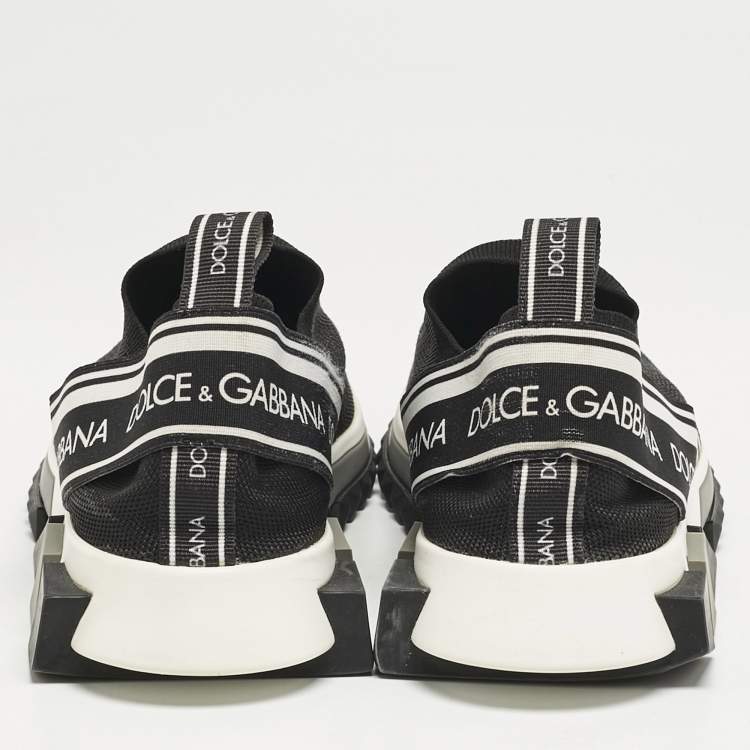 Pre Owned Dolce & Gabbana Black Knit Fabric Sorrento Slip On Sneakers Size 41