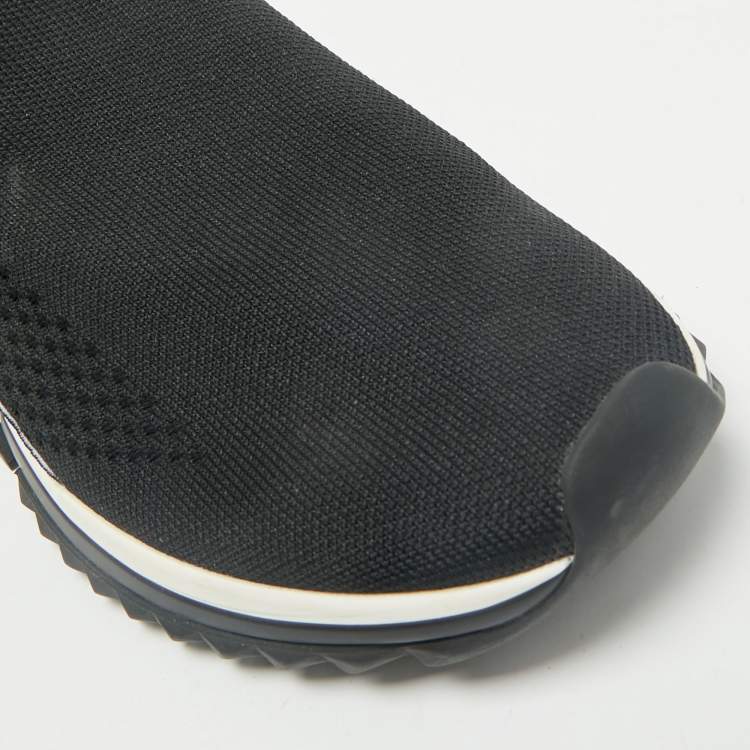 Pre Owned Dolce & Gabbana Black Knit Fabric Sorrento Slip On Sneakers Size 37