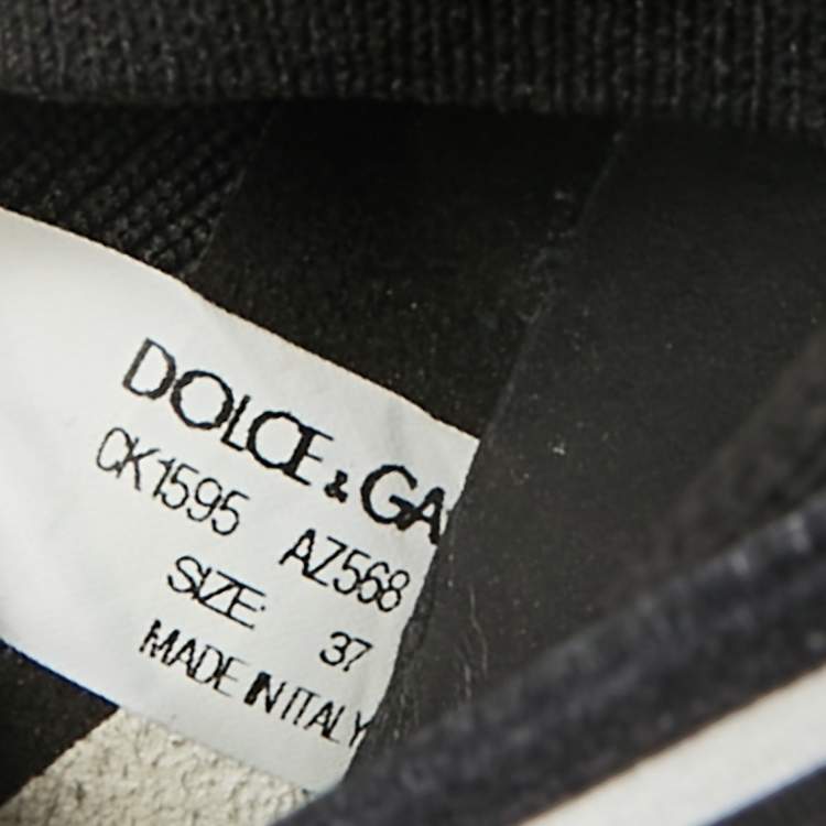 Pre Owned Dolce & Gabbana Black Knit Fabric Sorrento Slip On Sneakers Size 37