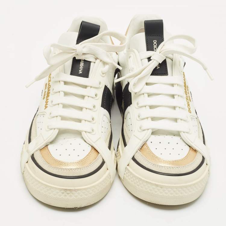 Pre Owned Dolce & Gabbana Multicolor Leather and Suede Custom 2.Zero Sneakers Size 38