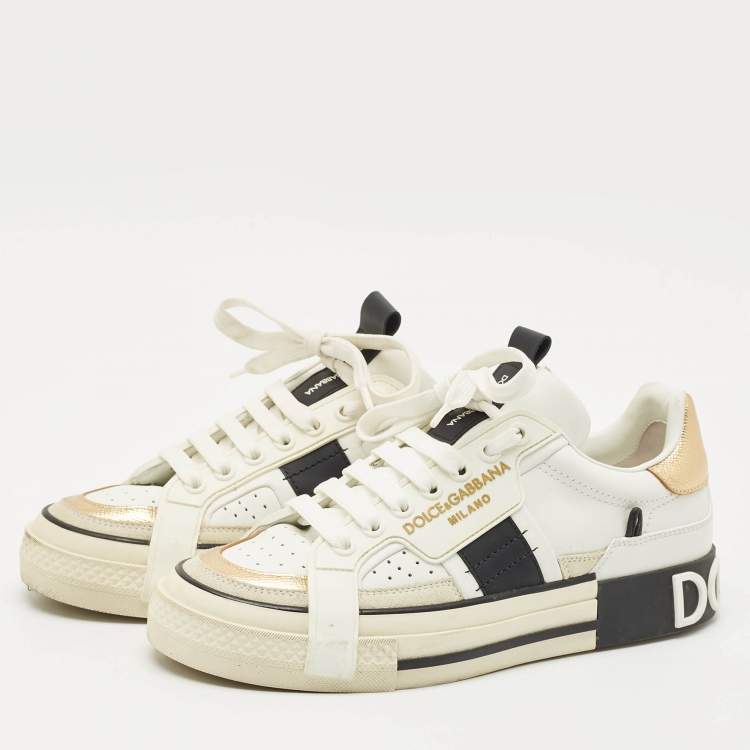 Pre Owned Dolce & Gabbana Multicolor Leather and Suede Custom 2.Zero Sneakers Size 38