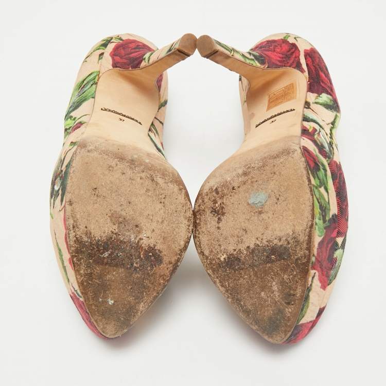 Pre Owned Dolce & Gabbana Multicolor Brocade Fabric Platform Pumps Size 37
