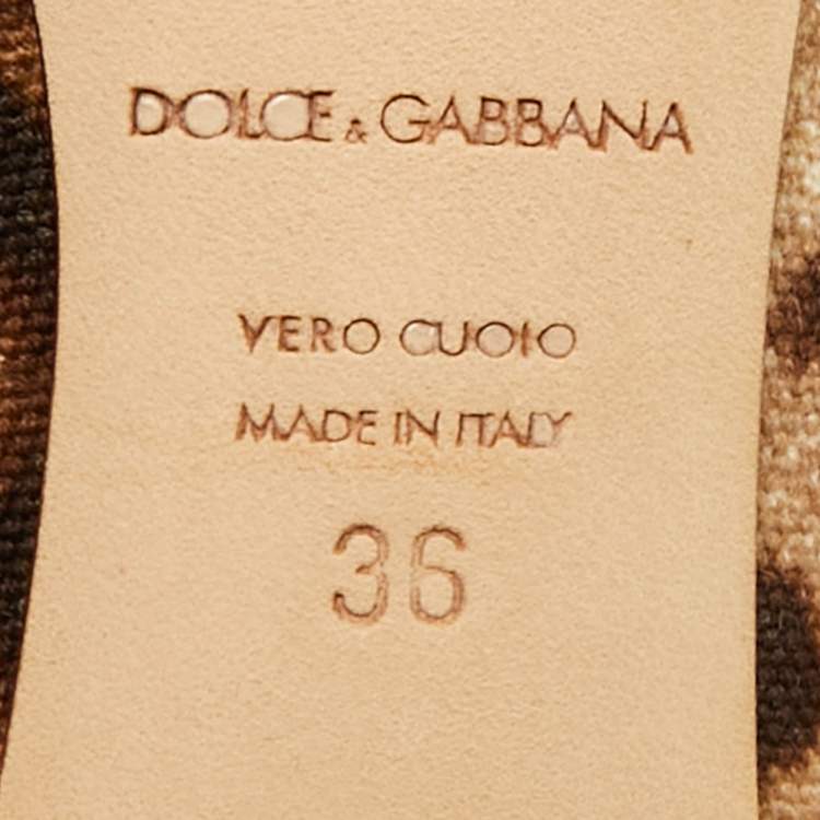 Pre Owned Dolce & Gabbana Brown Leopard Print Canvas Patent Leather Peep Toe Pumps Size 36