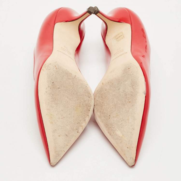 Pre Owned Dolce & Gabbana Red Patent Leather Pointed Toe Pumps Size 38