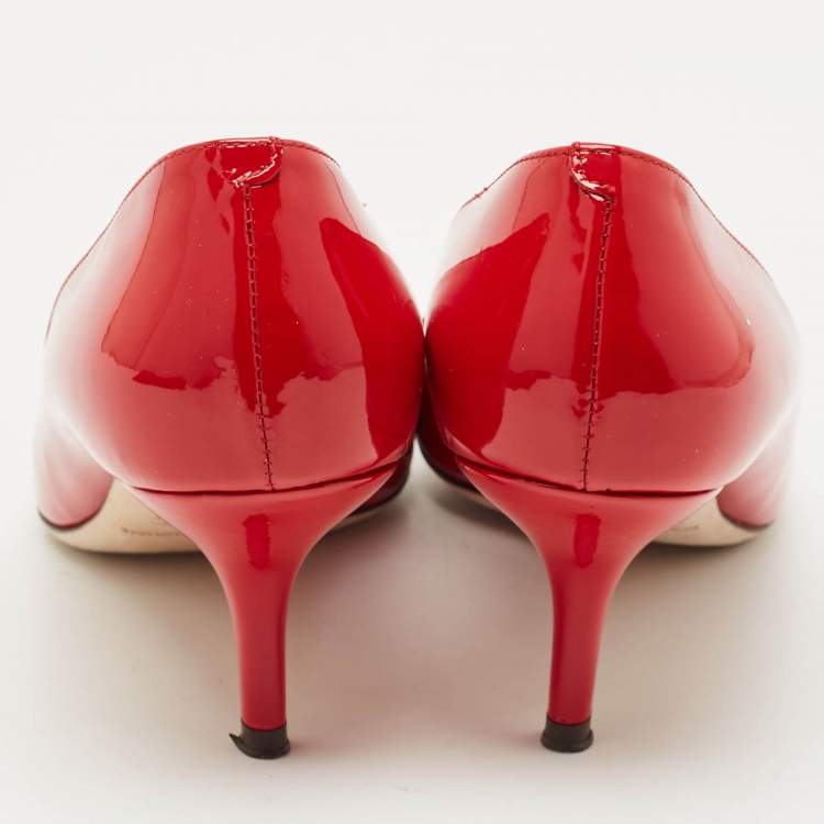 Pre Owned Dolce & Gabbana Red Patent Leather Pointed Toe Pumps Size 38