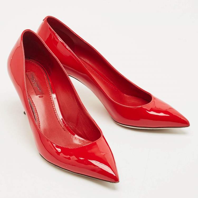 Pre Owned Dolce & Gabbana Red Patent Leather Pointed Toe Pumps Size 38