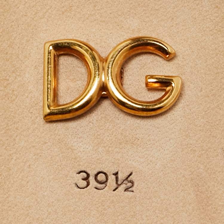 Pre Owned Dolce & Gabbana Beige Leather DG Amore Logo Embellished Slingback Sandals Size 39.5