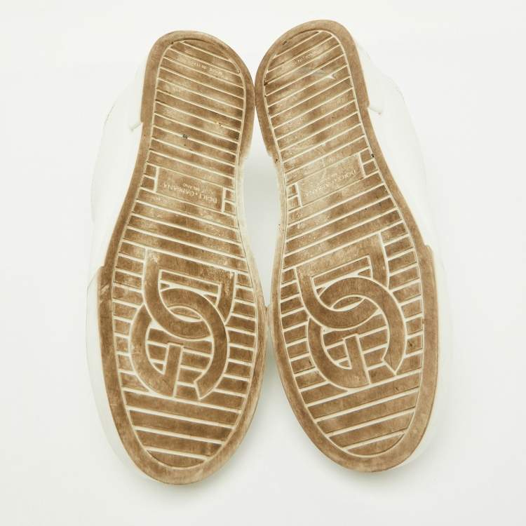 Pre Owned Dolce & Gabbana White Leather Portofino Low Top Sneakers Size 38.5