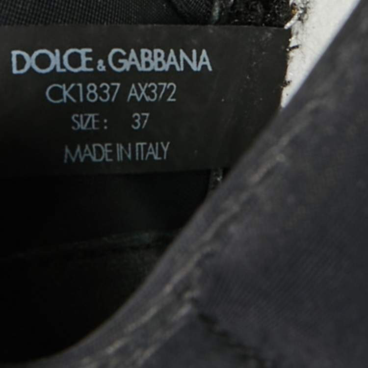 Pre Owned Dolce & Gabbana Black Lace And Nylon Ns1 Low Top Sneakers Size 37