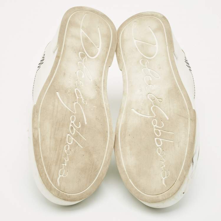 Pre Owned Dolce & Gabbana White Leather Portofino Low Top Sneakers Size 38.5