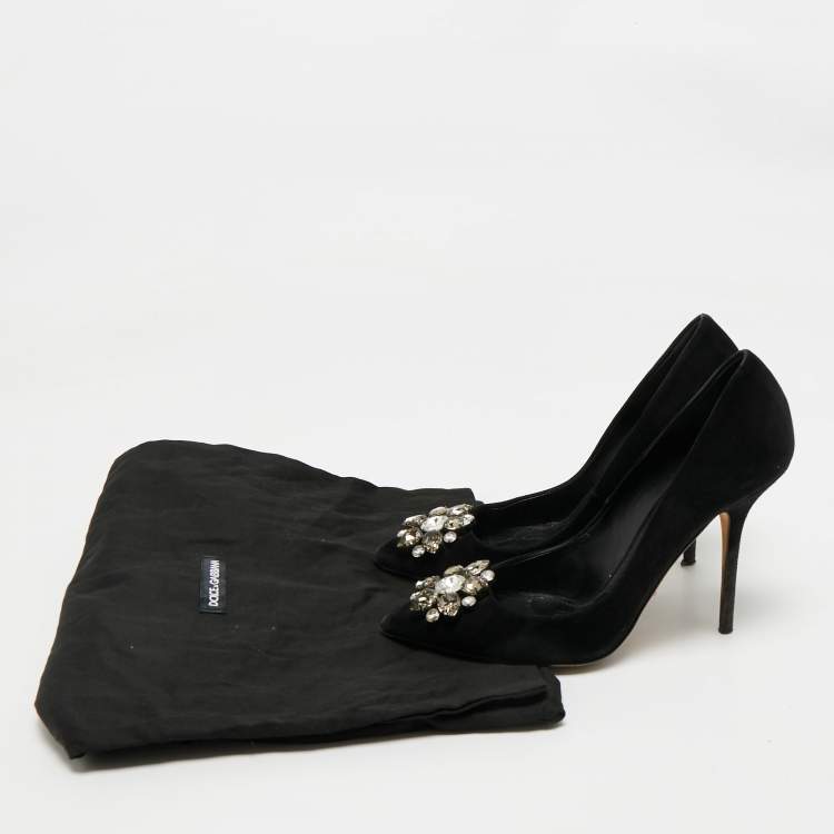Pre Owned Dolce & Gabbana Black Suede Crystal Embellished Bellucci  Pumps Size 39
