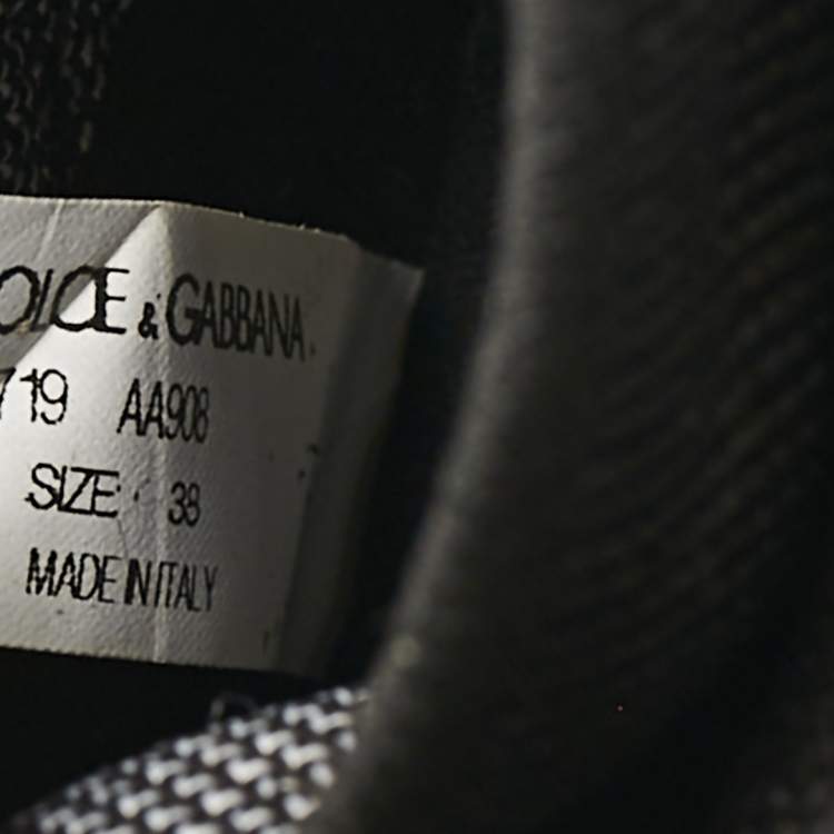 Pre Owned Dolce & Gabbana Black Suede and Leather Sorrento High Top Sneakers Size 38