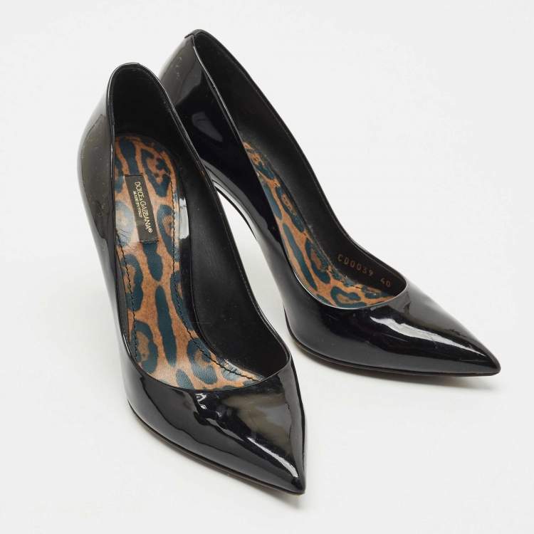 Pre Owned Dolce and Gabbana Black Patent Leather Pointed Toe Pumps Size 40