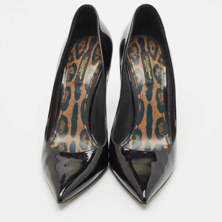 Pre Owned Dolce and Gabbana Black Patent Leather Pointed Toe Pumps Size 40