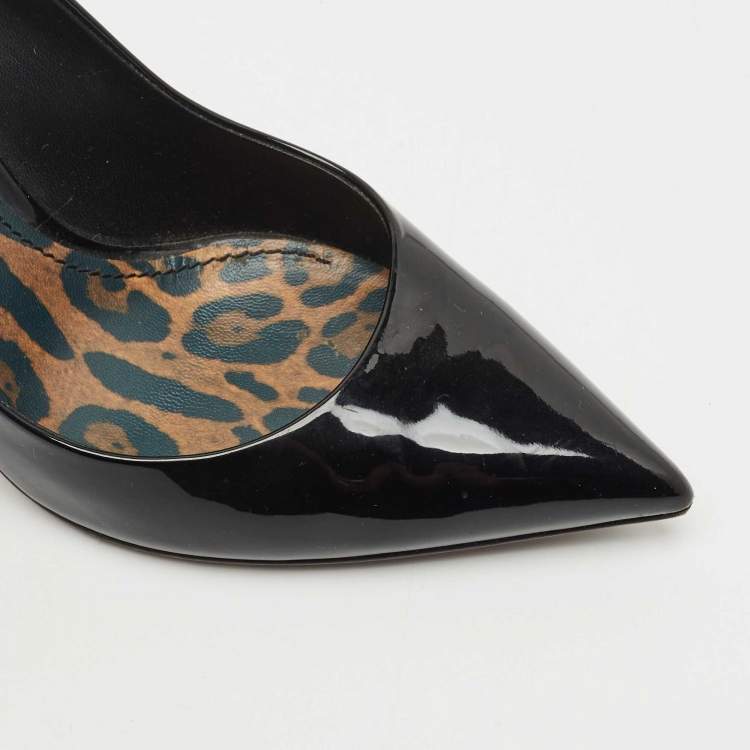 Pre Owned Dolce and Gabbana Black Patent Leather Pointed Toe Pumps Size 40