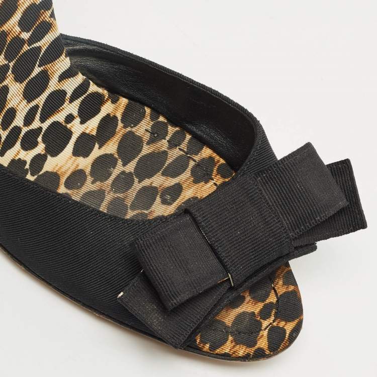 Pre Owned Dolce & Gabbana Black Canvas Bow D'Orsay Pumps Size 40