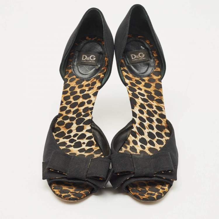 Pre Owned Dolce & Gabbana Black Canvas Bow D'Orsay Pumps Size 40