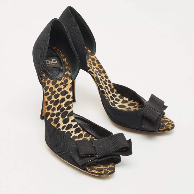 Pre Owned Dolce & Gabbana Black Canvas Bow D'Orsay Pumps Size 40