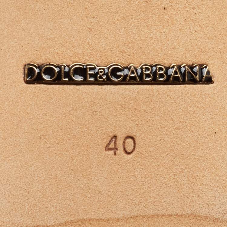 Pre Owned Dolce & Gabbana Multicolor Printed Leather Crystal Embellished Slingback Pumps Size 40