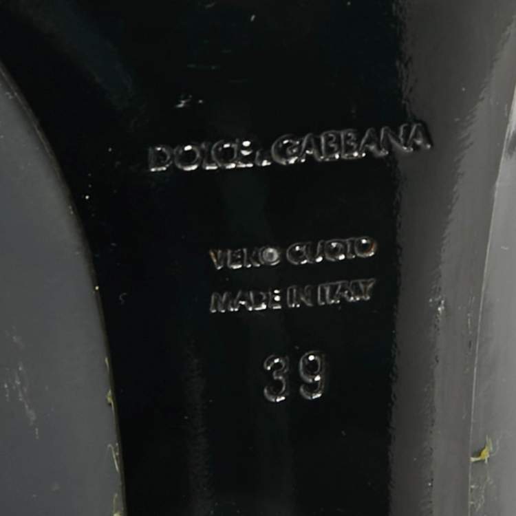 Pre Owned Dolce & Gabbana Grey Patent Leather Bow Platform  Pumps Size 39