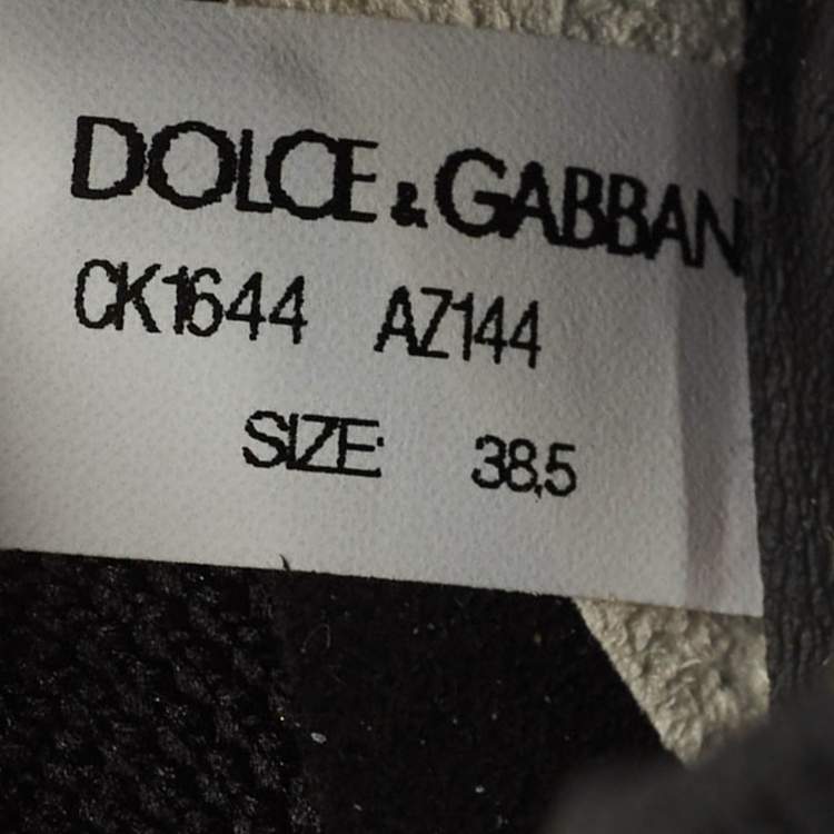 Pre Owned Dolce & Gabbana Black/White Knit Fabric Crystal Embellished Sorrento Slip On Sneakers Size 38.5