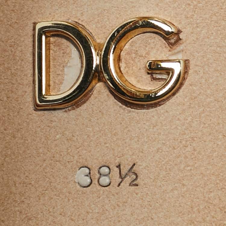 Pre Owned Dolce & Gabbana Gold  Leather Embellished Strappy Sandals Size 38.5