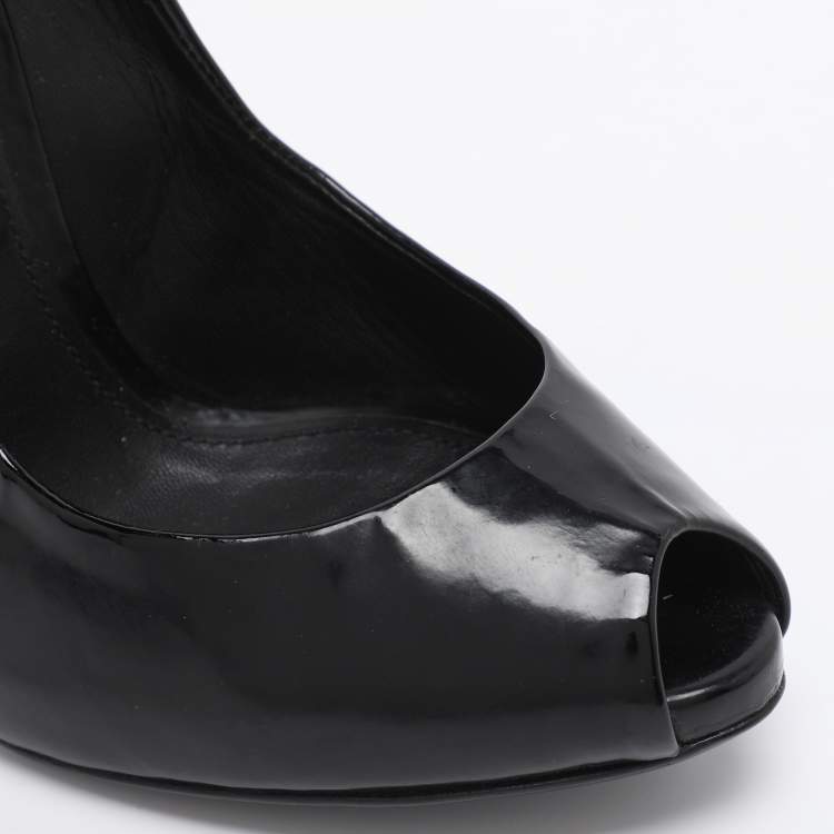 Pre Owned Dolce & Gabbana Black Patent Leather Peep Toe Pumps Size 37