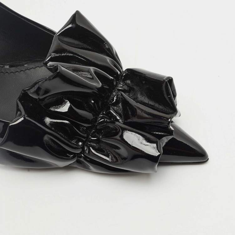 Pre Owned Dolce & Gabbana Black Patent Leather Slingback Pumps Size 38.5