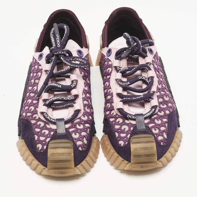 Pre Owned Dolce & Gabbana Multicolor Leather and Suede Ns1 Lace Up Sneakers Size 37.5