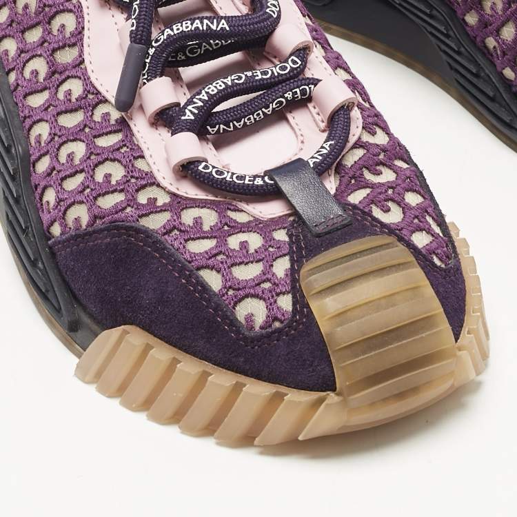 Pre Owned Dolce & Gabbana Multicolor Leather and Suede Ns1 Lace Up Sneakers Size 37.5