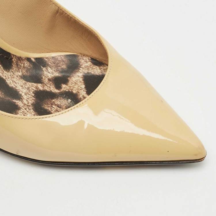 Pre Owned Dolce & Gabbana Beige Patent Leather Pointed Toe Pumps Size 40