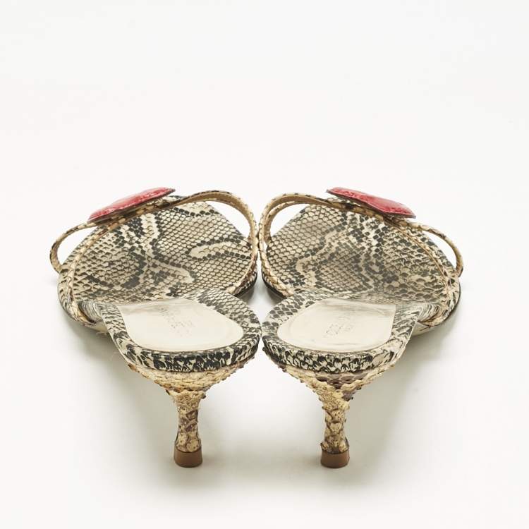 Pre Owned Dolce & Gabbana Multicolor Python Heart Slide Sandals Size 41