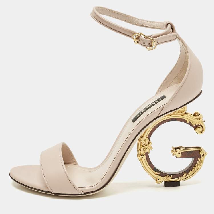Pre Owned Dolce & Gabbana Pink Leather Keira Ankle Strap Sandals Size 38
