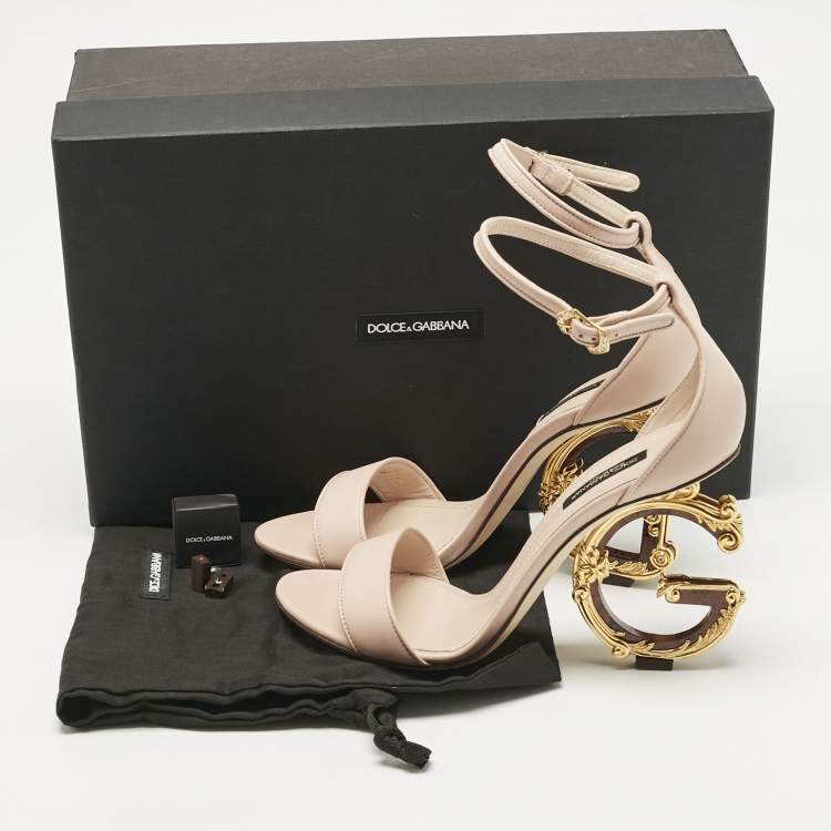 Pre Owned Dolce & Gabbana Pink Leather Keira Ankle Strap Sandals Size 38