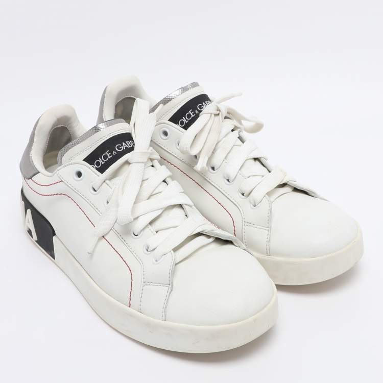 Pre Owned Dolce & Gabbana White Leather Portofino Low Top Sneakers Size 40