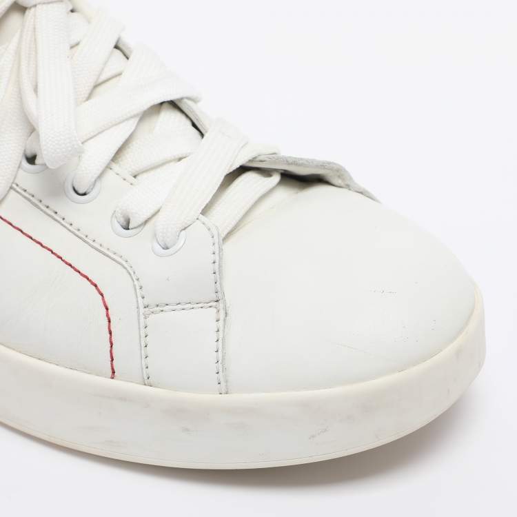 Pre Owned Dolce & Gabbana White Leather Portofino Low Top Sneakers Size 40