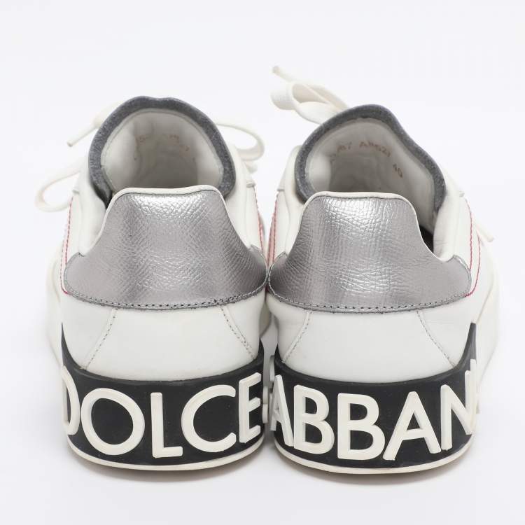 Pre Owned Dolce & Gabbana White Leather Portofino Low Top Sneakers Size 40