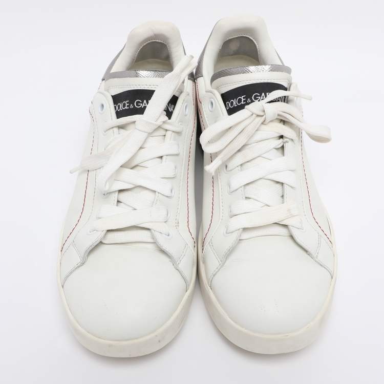 Pre Owned Dolce & Gabbana White Leather Portofino Low Top Sneakers Size 40