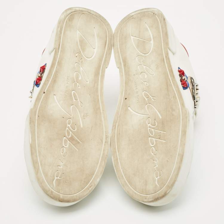 Pre Owned Dolce & Gabbana White Leather Portofino Low Top Sneakers Size 35