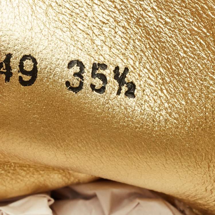 Pre Owned Dolce & Gabbana White/Gold Leather Super King Lace Up Sneakers Size 35.5