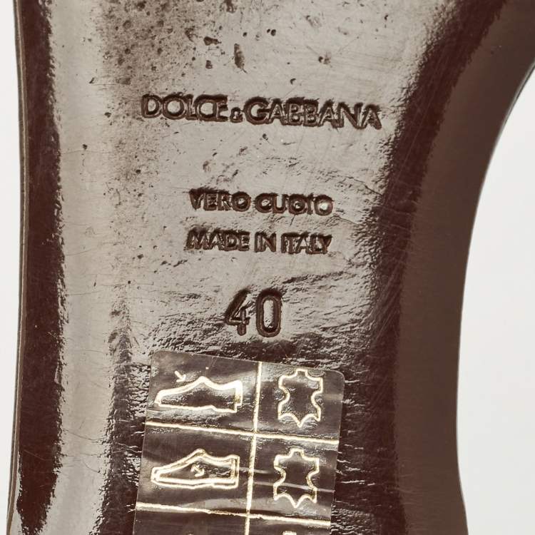 Pre Owned Dolce & Gabbana Gold Calf Hair and Leather Crystal Embellished Flat Slide Size 40