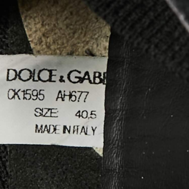 Pre Owned Dolce & Gabbana Black Knit Fabric Sorrento Slip On Sneakers Size 40.5